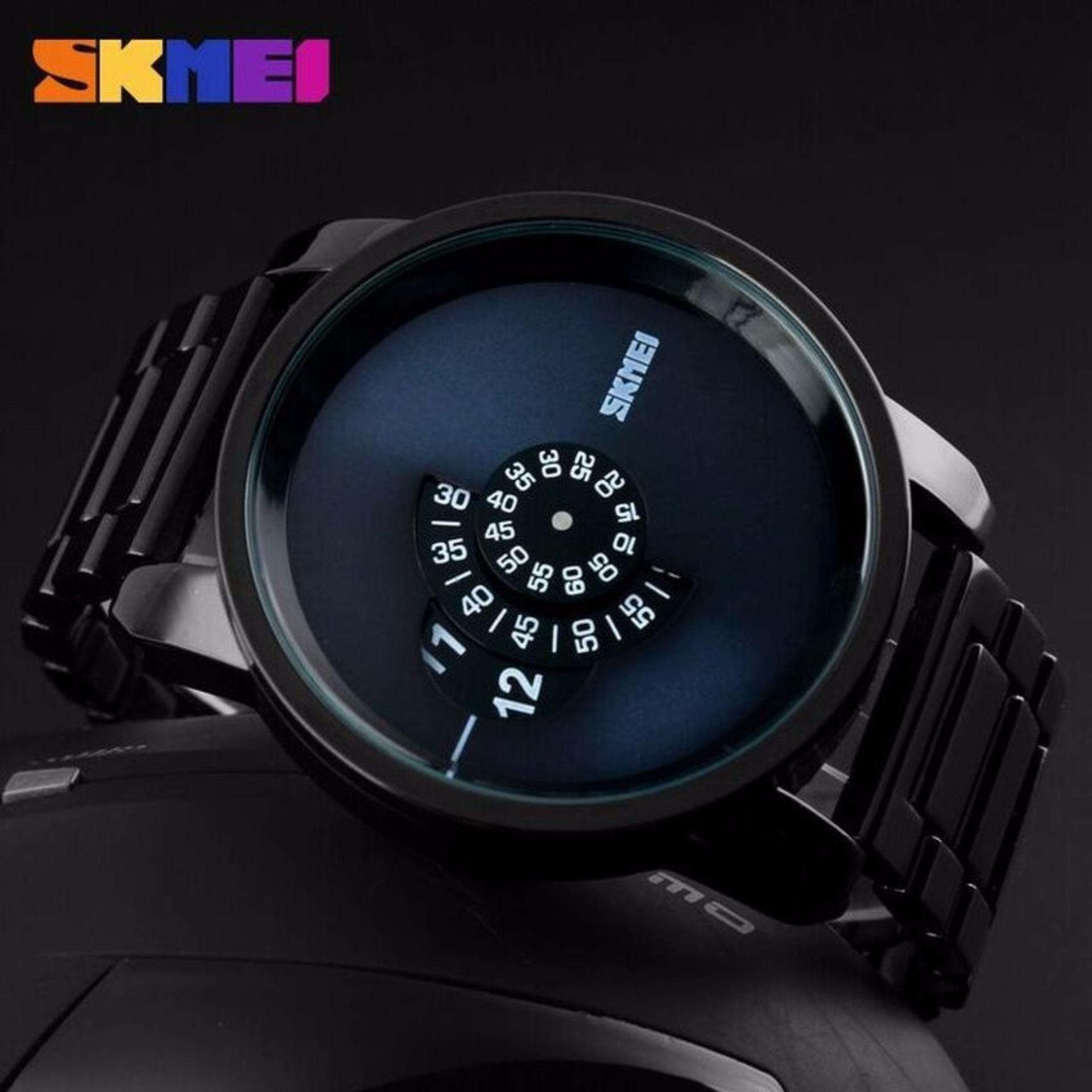 SKMEI Man Sport LED Watch Anti Air Water Resistant WR 30m AD1171 Jam Tangan Pria Strap Tali Stainless Fashion Unik Wristwatch Wrist Watch Model Baru Trendy - Hitam