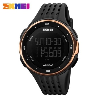 SKMEI Sports Fashion Watches Waterproof LED Digital Military Watch Men and Women's Swim Climbing Outdoor Casual Pu Strap Wristwatch - Rose Gold - intl  