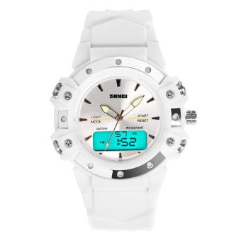SKMEI Unisex Sport Waterproof Rubber Strap Wrist Watch -White 0821  