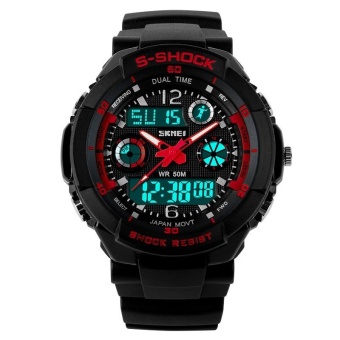 SKMEI Women Sport LED Waterproof Rubber Strap Wrist Watch - Red 0931 - intl  
