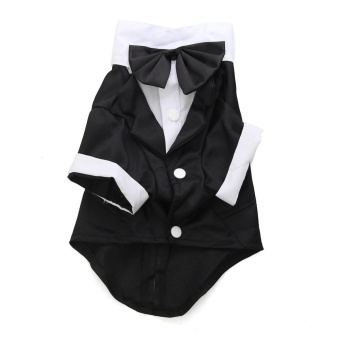 Gambar Small Pet Dog Cat Clothing Prince Wedding Suit Tuxedo Bow Tie Puppy Clothes Coat   intl