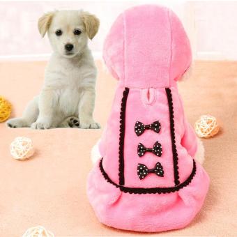 Gambar SOBUY Pet Dog Fleece Lined Sweatshirt Winter Coat Bow Tie Hoodie,Pink.