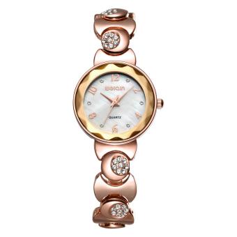 SOBUY WEIQIN Fashion Watches Women Rhinestone Rose Gold Quartz watch Top Brand Dress Ladies Watch Rhombic Glass Mirror Bracelet (rose gold white)  