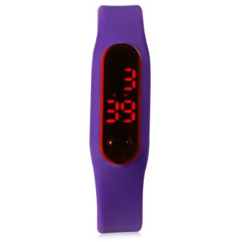 Sport Men and Women Digital LED Watch Luminous Display Calendar Silicone Band Wristwatch (PURPLE)  
