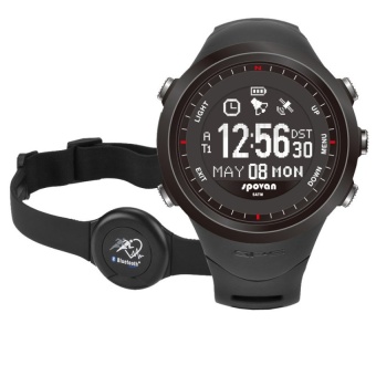 Spovan Sports Digital Watch GPS Navigation Heart Rate Monitor Bluetooth 4.0 Chest Strap 3D Fitness Men Women Wristwatch Black - intl  