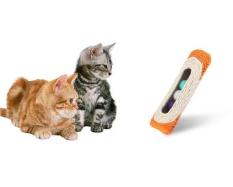 Gambar sqamin Funny Cat Toys Scratch Toys Rolling Scratching Post CatSisal Trapped With 3 Roller Ball(Random Color)