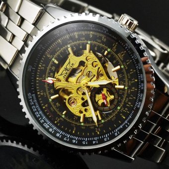 Stainless Steel Auto Mechanical Military Skeleton Watches Fashion Automatic Self Wind Wristwatches Men Watch - intl  