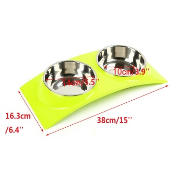 Gambar Stainless Steel Double Bowls Pet Dog Cat Puppy Food Water Feeder Feeding Dish   intl