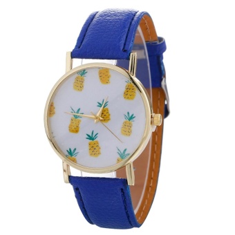 Stylish Pineapple Printing Leather Bracelet Lady Womans Wrist Watch - intl  