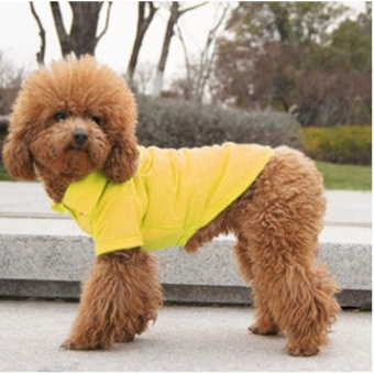 Gambar Summer Pet Dog Cat Collar Short Sleeved T shirt Solid Color Yellow XS   intl