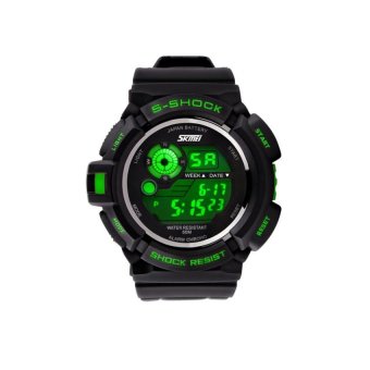 Sunwonder Mens Multi Function Sports Wrist Watch Dive WaterproofLED Digital Alarm (Green) - intl  
