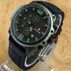 Swiss Army Crhono Jam Tangan Pria - Hitam Abu- Strap Canvas - SA X007171 BA