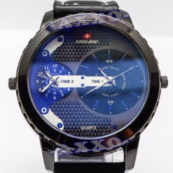 Swiss Army Dual Time - Jam Tangan Pria - Strap Kulit - Hitam Variasi Biru - SA 0047 April 2018 - 2 Swiss Army Dual Time - Jam Tangan Pria - Strap Kulit - Hitam Variasi Biru - SA 0047 - 2