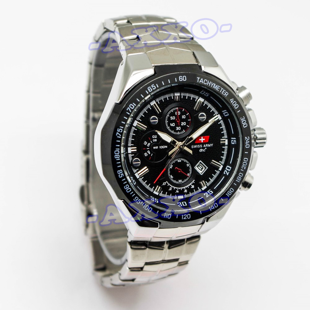 Putih Strap Stainless Source · Swiss Army Elegant Jam Tangan Pria Stainless Silver .