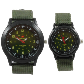 Swiss Army - Jam Tangan Analog Couple - Kanvas Hijau - Dial Hijau - Bezel Hitam SA 1267 HJ  