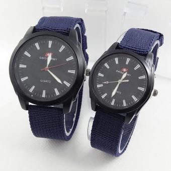 Swiss Army - Jam Tangan Couple Pria Wanita - Hitam - Strap Canvas - BIRU SA 98093 PO  