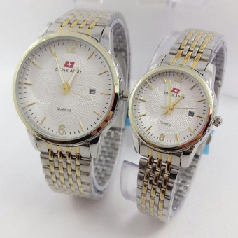 Swiss Army - Jam Tangan Couple - Stainless Steel - SAhf87 Combi Plat Putih  