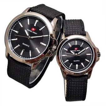 Swiss Army - Jam Tangan Couple - Strap Kanvas Hitam - Dial Hitam - SA 5092 CPL  