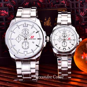 Swiss Army - Jam Tangan Pria & Wanita- Body Silver- White Dial - Stainless