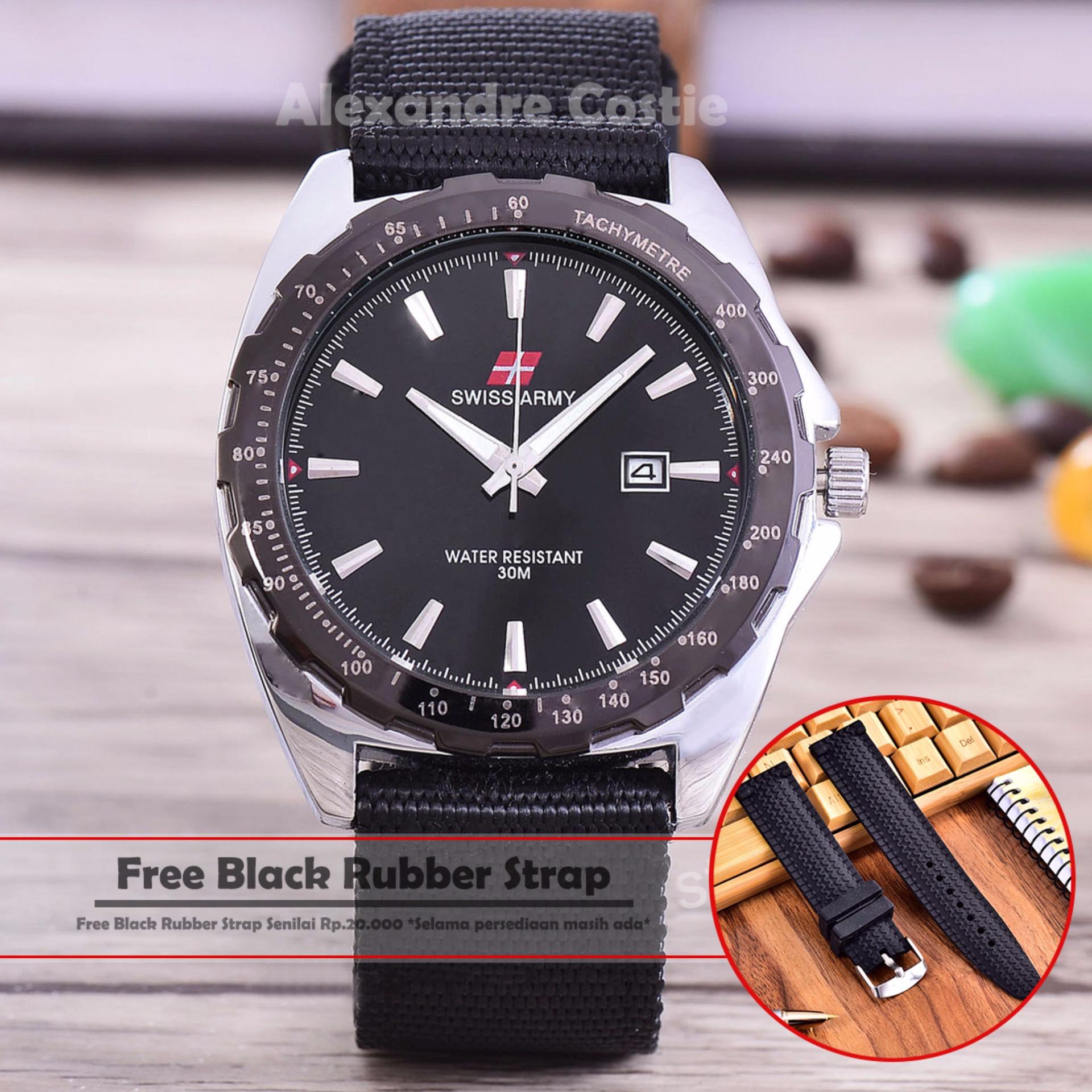 Brown Dial Nylon Source · Swiss Army Jam Tangan Pria Body silver Black .