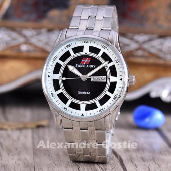 Swiss Army - Jam Tangan Pria - Silver - Black Dial - Stainless Steel Band - SA-RT-3381-T/H-SB  