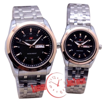 Swiss Army - SA 0001 - Jam Tangan Couple - Stainless - ( Silver List Hitam )  