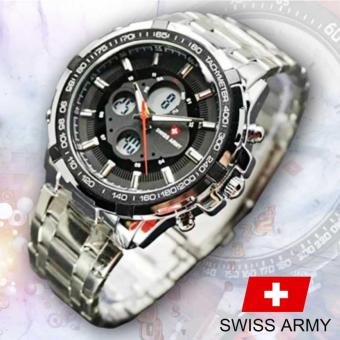 Swiss Army SA5288 - Indigo Dual Time - Jam Tangan Pria Rantai Stainless  