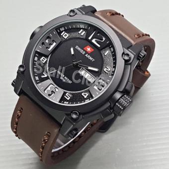 Swiss Army Watches Leather Strap Terbaru - Jam Tangan Fashion Pria Original - SA 1446 Tanggal Hari - Tali Kulit  