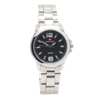 Swiss Army Women's - Jam Tangan Wanita - SA 5085 L Bezel Hitam - Silver - Stainless Steel Back - 10 Buah  