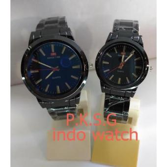 Swiss Time/Army - ST 5446 Jam Tangan Couple Stainless Steel Black  