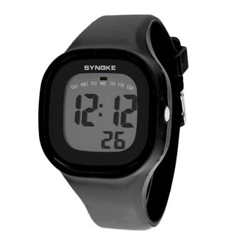 Synoke 66896 Women Waterproof Sport Watch Cool Fashion Digital Wristwatch Black  
