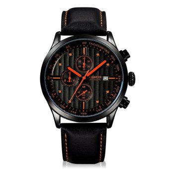 TETE OCHSTIN Genuine Swiss Watch Male Sports Brand Luxury WatchesMens Waterproof Leather Quartz Watch 6-Pin (Red) - intl  