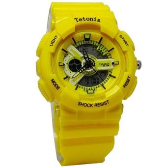 Tetonis - Dual Time - Jam Tangan Wanita - Rubber Strap - Kuning - TE7655  