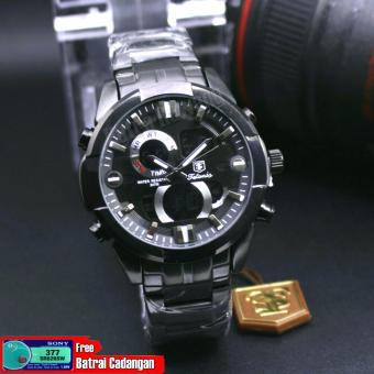 Tetonis-jam tangan pria-original-stainless steel-dual time  