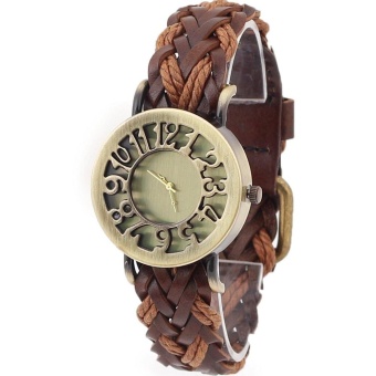 The Newest 2013newestseller Brown Retro Vintage Classic Hollow Out Weave Wrap Around Wrist Watch Creative - intl  