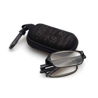Gambar tr90 kacamata baca lipat Ultra Light mode kacamata pergi dengan kasus + 2.0 (hitam)