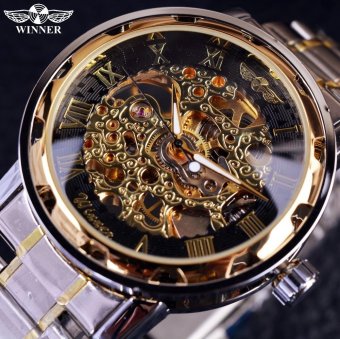Transparent Gold Watch Men Watches Luxury Relogio Male Clock Men Casual Watch Montre Homme Mechanical Skeleton Watch - intl  