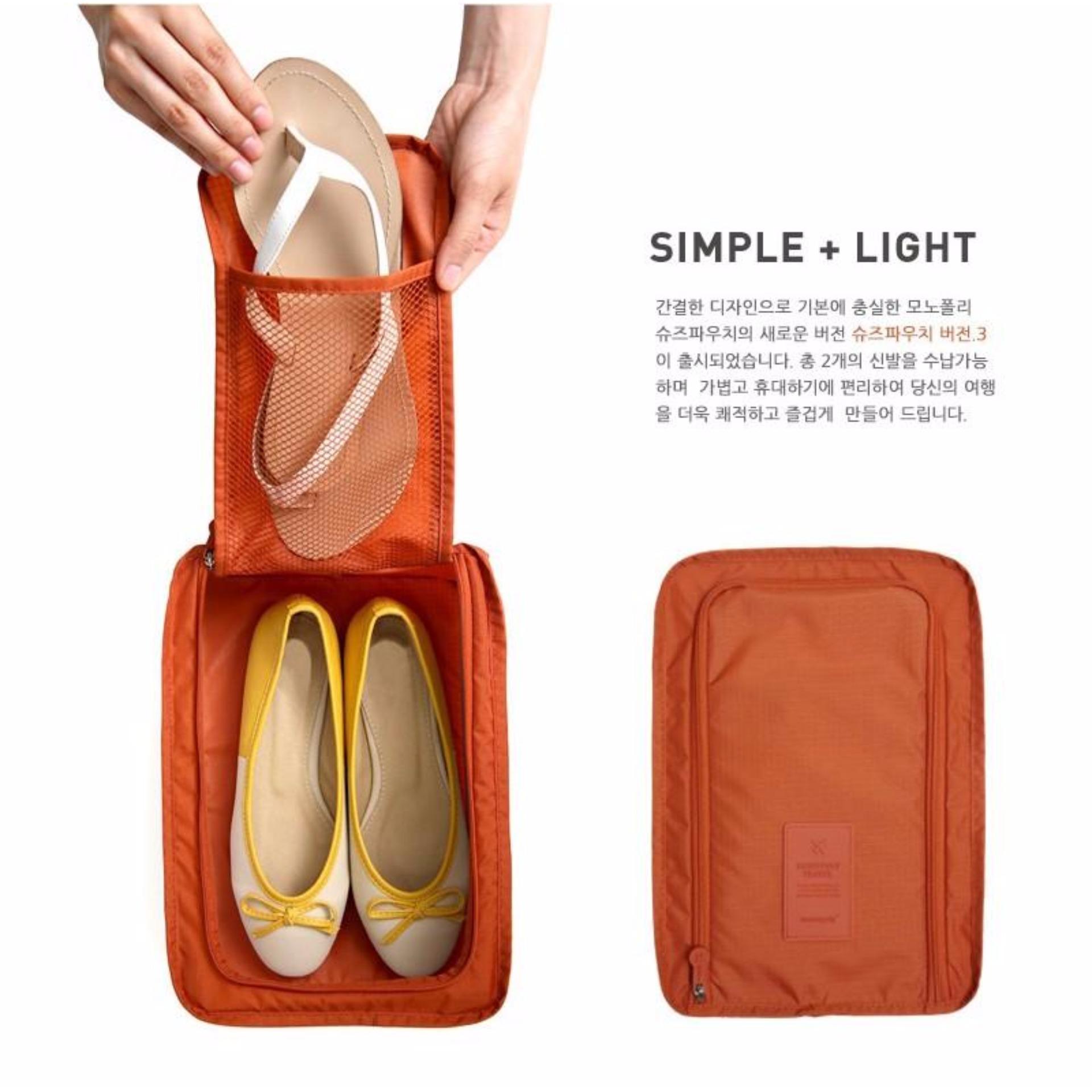 Travel Shoes Pouch Shoes Bag Oragnizer Tas SepatuTas Sendal - Orange