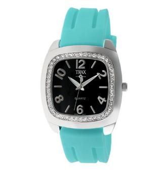 Trax Women's TR1740-BTQ Malibu Fun Turquoise Rubber Black Dial Crystal Watch - intl  