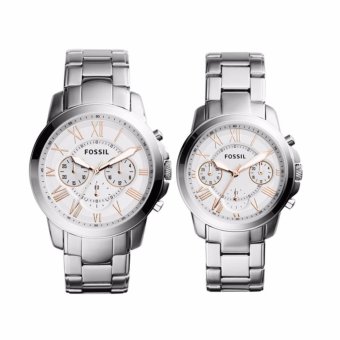 Triple 8 Collection - Fossil Grant Couple FS5124SET Silver - Jam tangan Couple  
