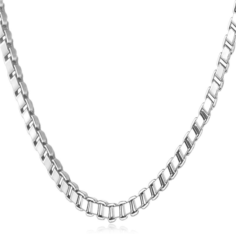 ... U7 sederhana emas kotak kalung rantai 55.88 cm Berlapis PlatinumFashion wanita/Pria hadiah perhiasan ...