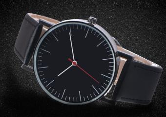 Gambar Ulamore Retro Design Leather Band Analog Alloy Quartz Wrist Watch BK Black   intl