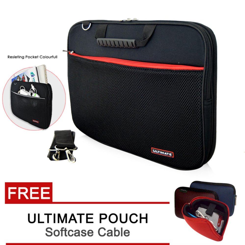 Ultimate Laptop Bag / Tas Jinjing / Softcase Pria/wanita Double Sport FREE CABLE POUCH - 14 Inch