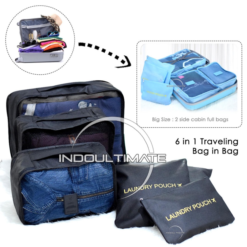 ULTIMATE BIG SIZE Travel Bag 6in1 Organizer IM OR 60-03 / Organizer Space Koper 1 Set - BLUE