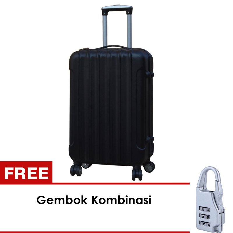 uNiQue Travel Luggage Koper Hardcase Speedlite 20inch Hitam + FREE Gembok Kombinasi