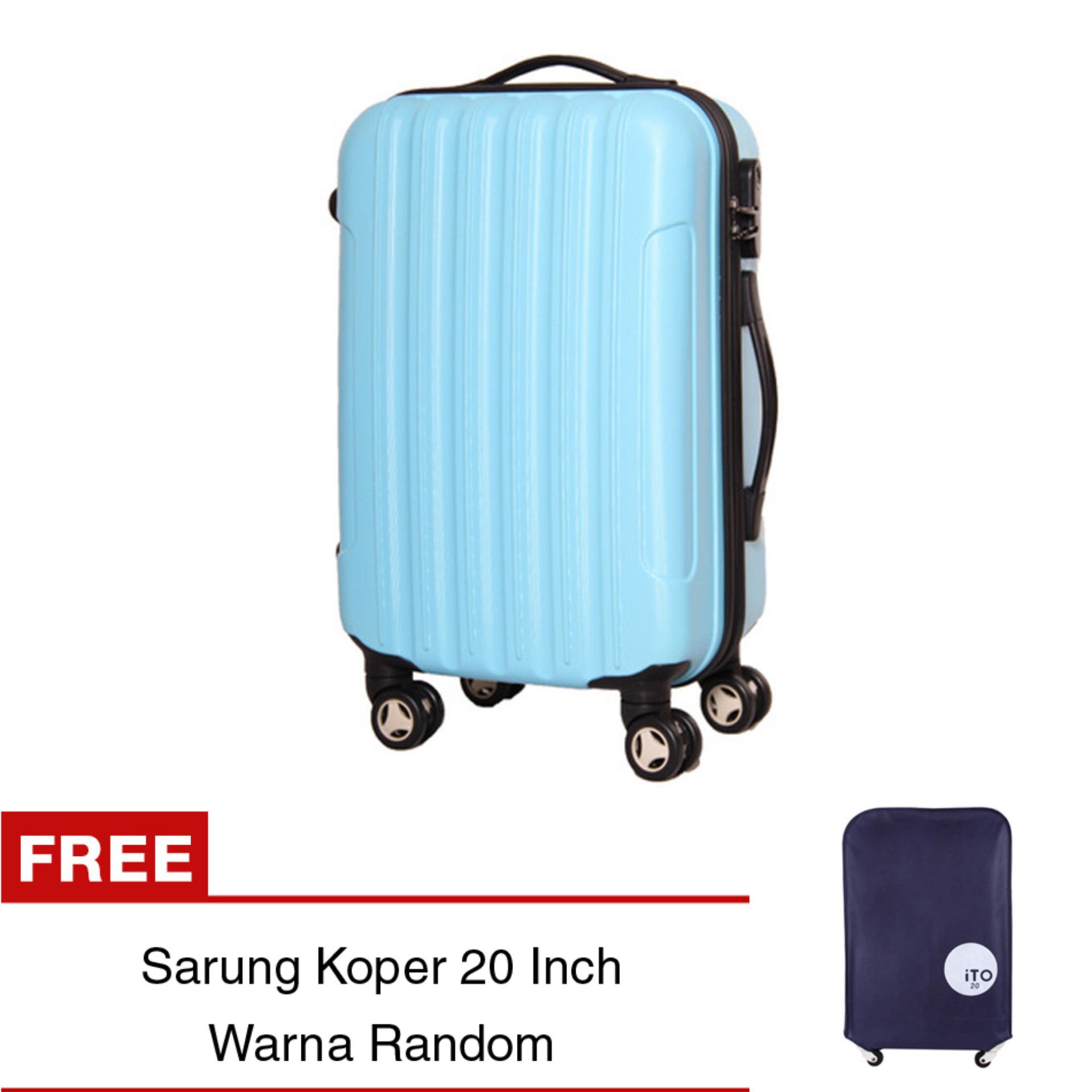 uNiQue Travel Luggage Koper Kabin Hardcase Speedlite 20 inch Biru Muda + FREE Sarung Koper EasyProtect