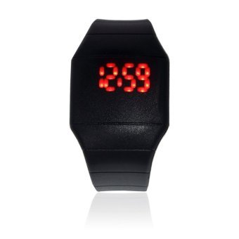 Unisex LED Digital Touch Screen Jelly Watch Wristwatch Plastic Ultra Thin (Black)  