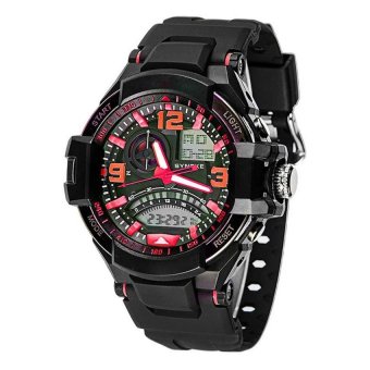 V SHOW Men 50M Waterproof Digital Multi-Function Led Backlight DualTimezone Display Outdoor Sports Swimming Electronic Wrist Watch Red - intl  