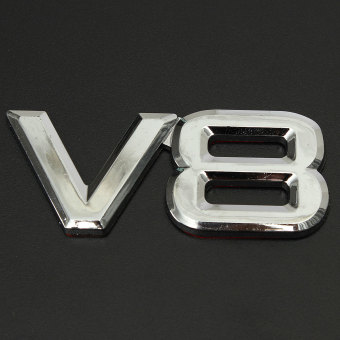 Gambar V8 3D Krom Logo Mobil Truk Motor Otomotif Lencana Lambang Stiker Perekat