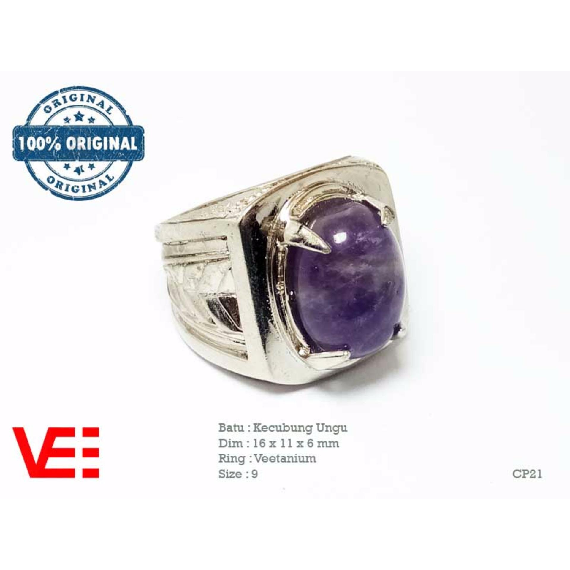 VeE Cincin Pria Batu Kecubung Ungu - Batu Akik CP21 .
